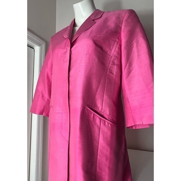 Liz Clairborne Collection Bright Pink 100% Silk 3/4 Sleeve Light Jacket Size 12 - Picture 2 of 8